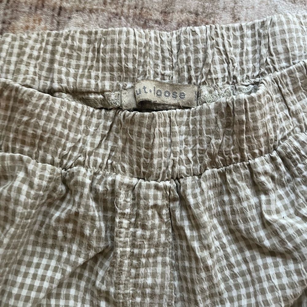Cut Loose Linen Gingham Cropped Wide Leg Pants